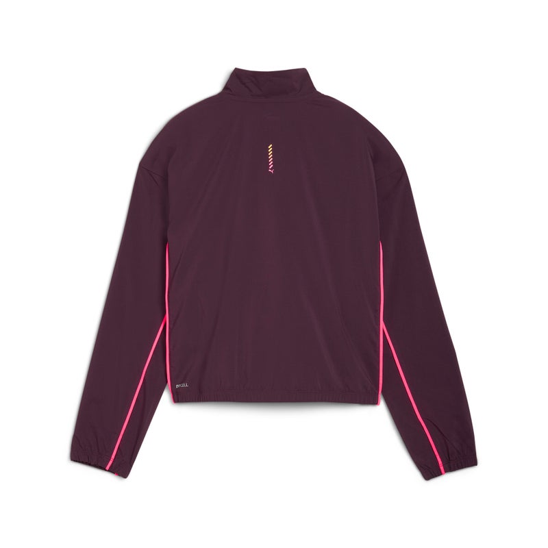 PUMA Run For Her Womens Purple Woven Half-Zip Top - Image 2